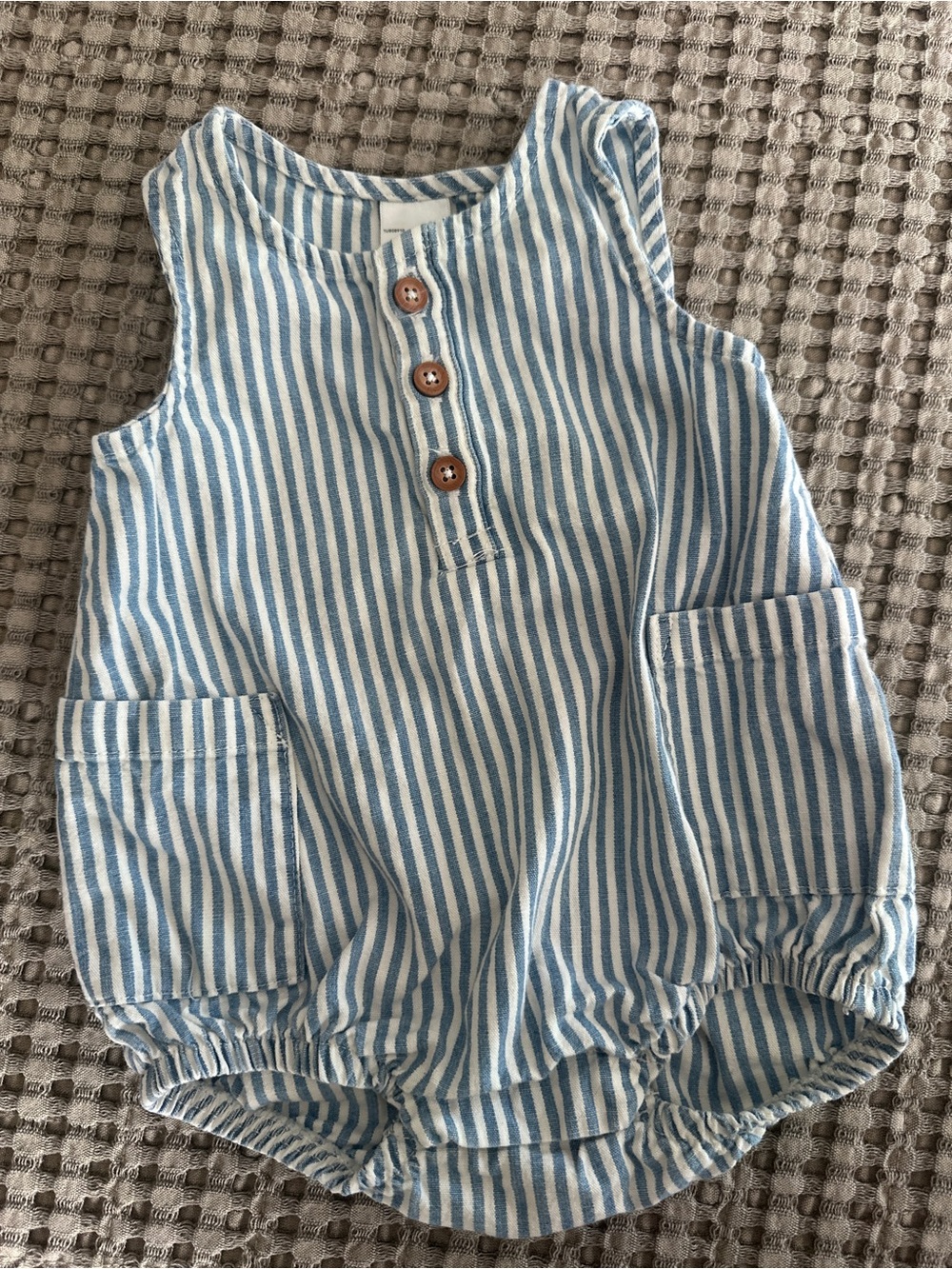 Carter’s Blue & White Striped Baby Bubble Romper - Sleeveless